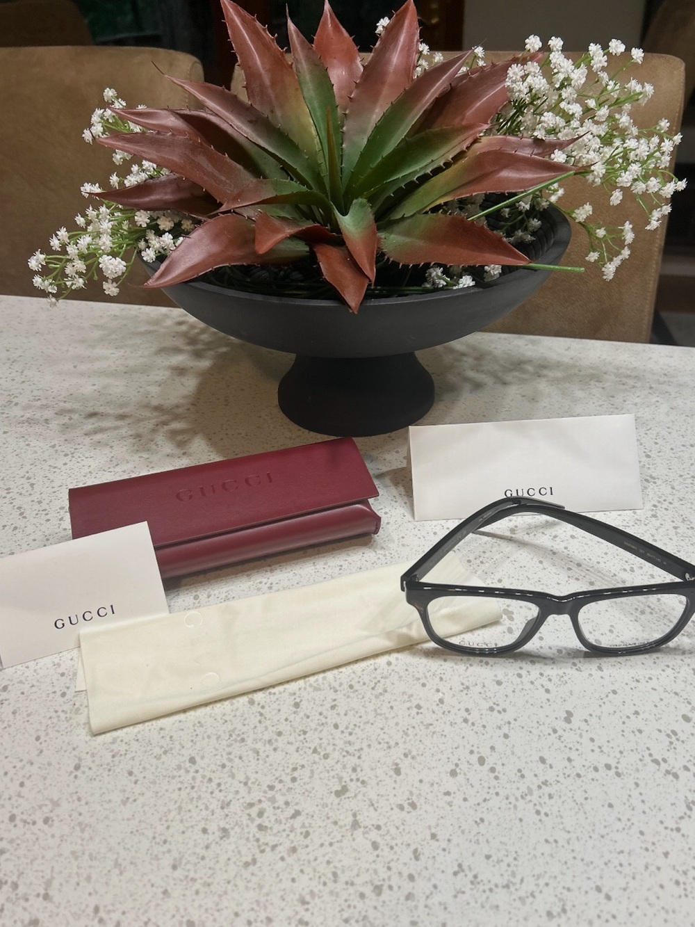 Gucci Black Women's Rectangular Optical Frames with Case